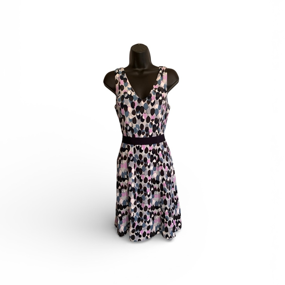 Boden Leah Sleeveless V-Neck Midi Dress in Pink, Blue & Black Size 6